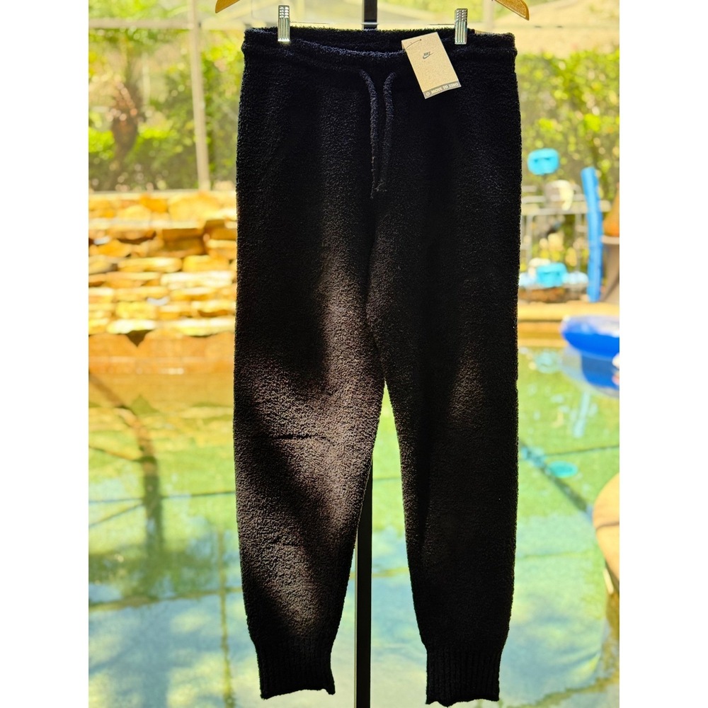Nike Womens Oversized High Rise Fleece Knit Pants Black FZ1703-010 Size L NWT